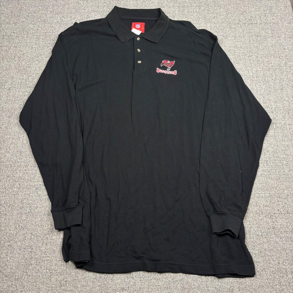Tampa Bay Buccaneers Polo Mens 2XL Black NFL Football Long Sleeve VF Imagewear